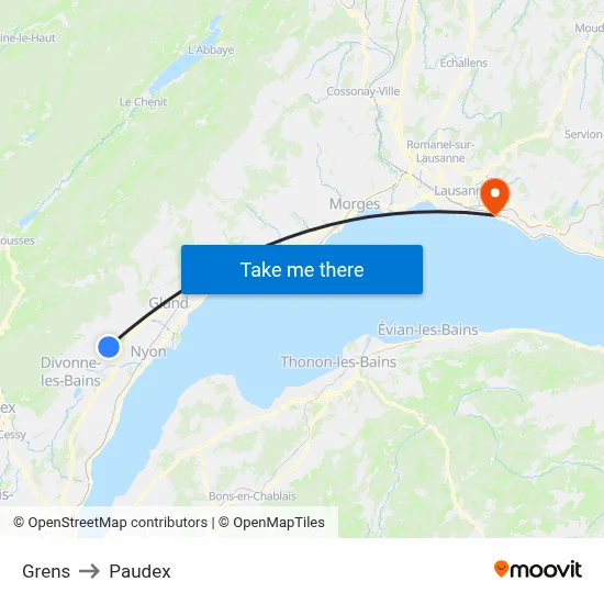 Grens to Paudex map