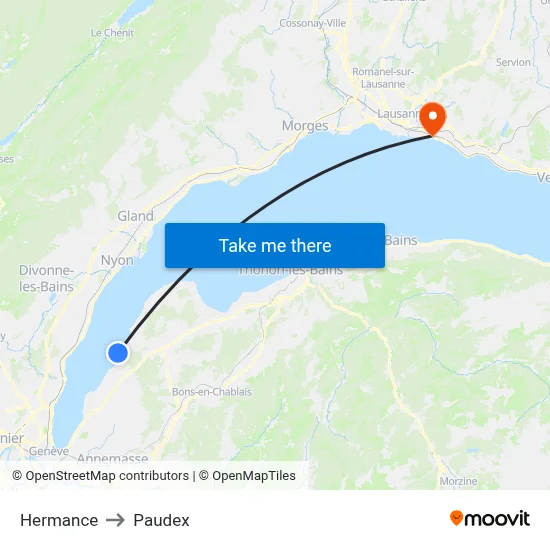 Hermance to Paudex map