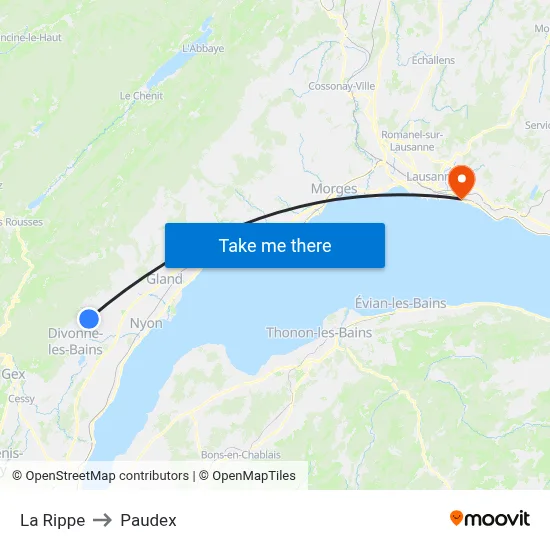 La Rippe to Paudex map