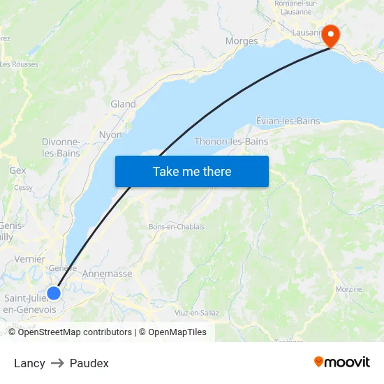Lancy to Paudex map