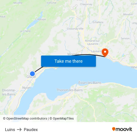 Luins to Paudex map