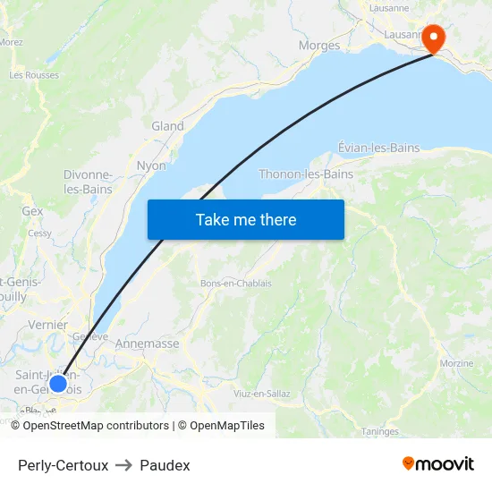 Perly-Certoux to Paudex map