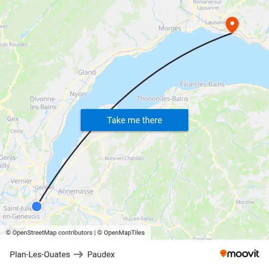 Plan-Les-Ouates to Paudex map