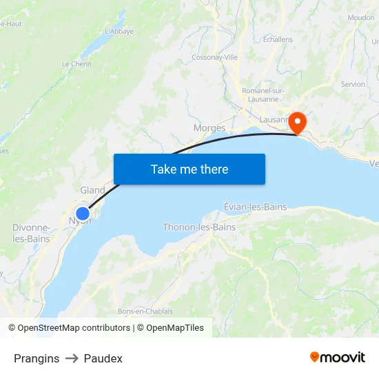 Prangins to Paudex map