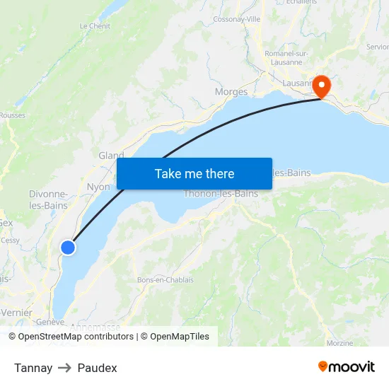 Tannay to Paudex map