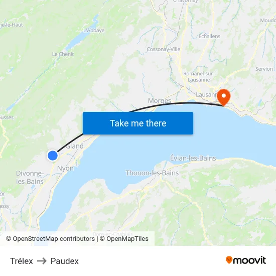 Trélex to Paudex map