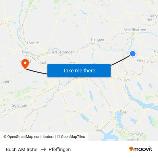 Buch AM Irchel to Pfeffingen map
