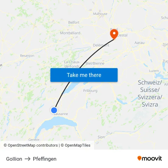 Gollion to Pfeffingen map