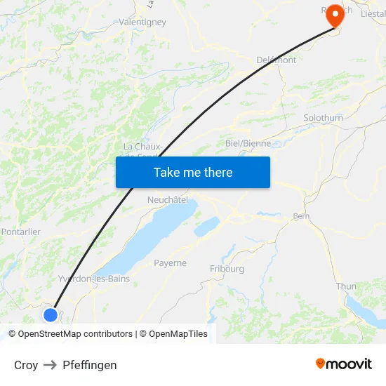 Croy to Pfeffingen map