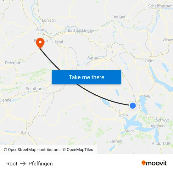 Root to Pfeffingen map