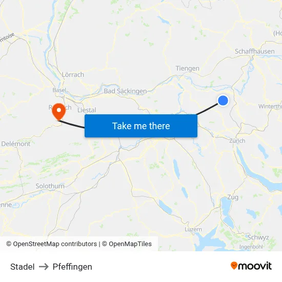 Stadel to Pfeffingen map