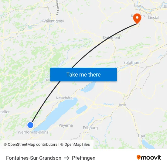 Fontaines-Sur-Grandson to Pfeffingen map