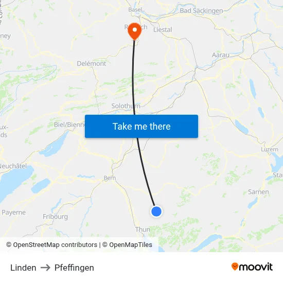 Linden to Pfeffingen map
