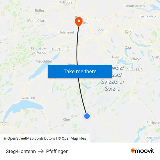 Steg-Hohtenn to Pfeffingen map