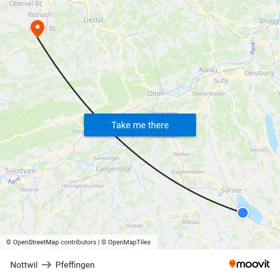 Nottwil to Pfeffingen map