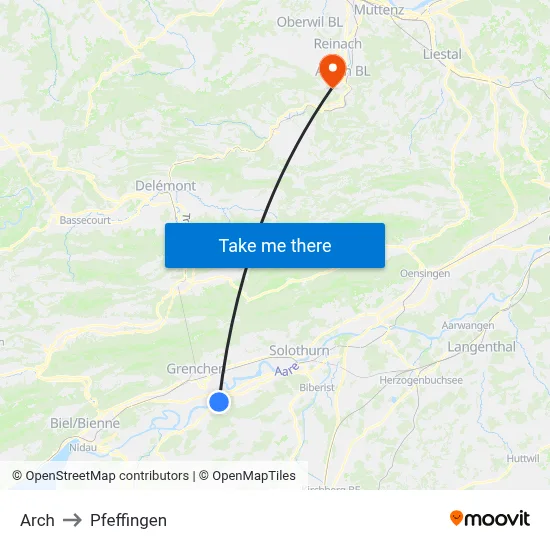 Arch to Pfeffingen map