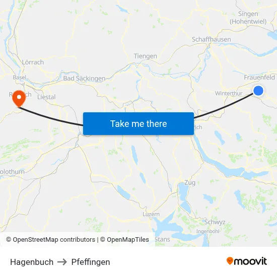Hagenbuch to Pfeffingen map