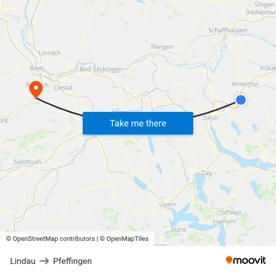 Lindau to Pfeffingen map