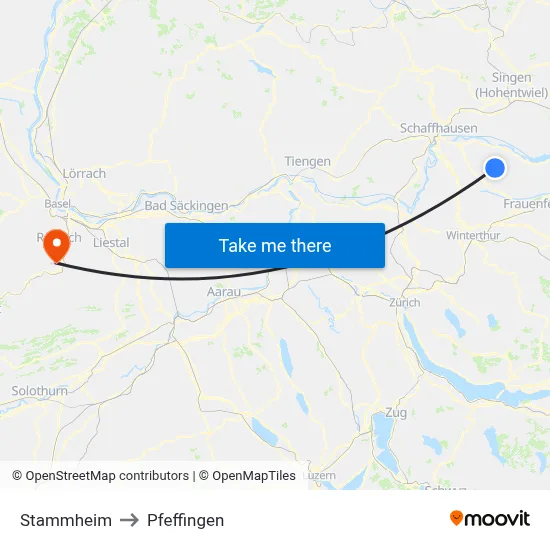 Stammheim to Pfeffingen map