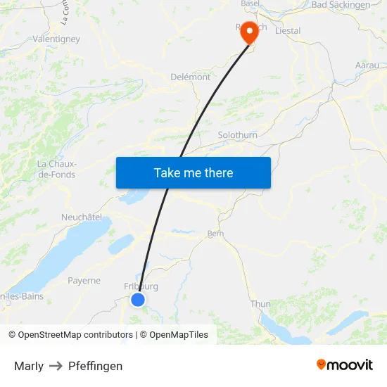 Marly to Pfeffingen map