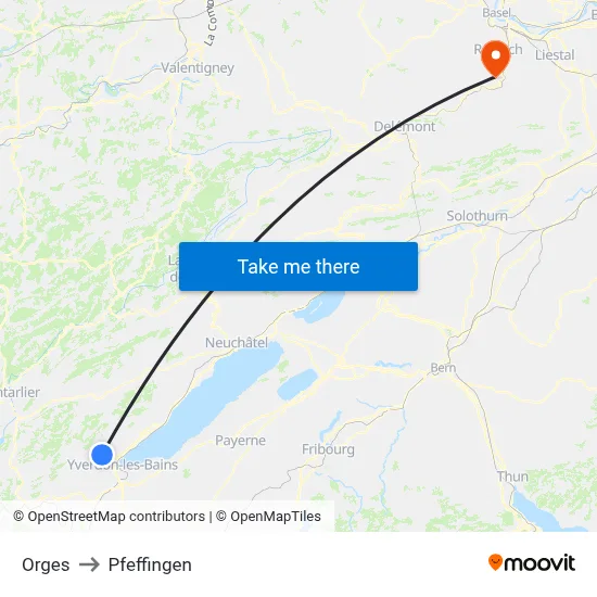 Orges to Pfeffingen map