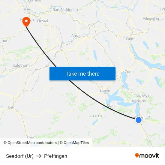 Seedorf (Ur) to Pfeffingen map
