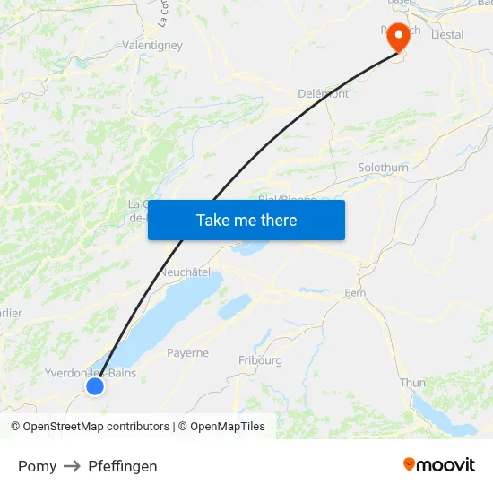 Pomy to Pfeffingen map