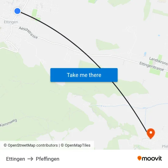 Ettingen to Pfeffingen map