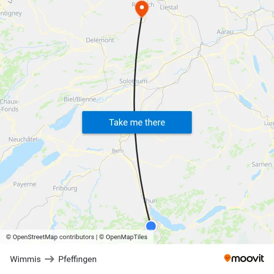 Wimmis to Pfeffingen map