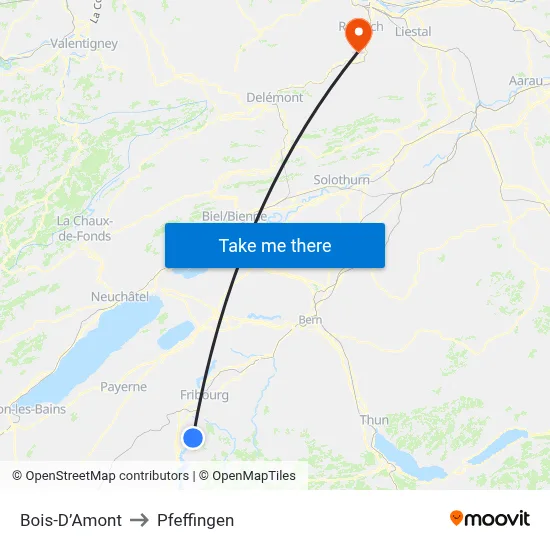 Bois-D’Amont to Pfeffingen map