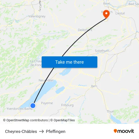 Cheyres-Châbles to Pfeffingen map