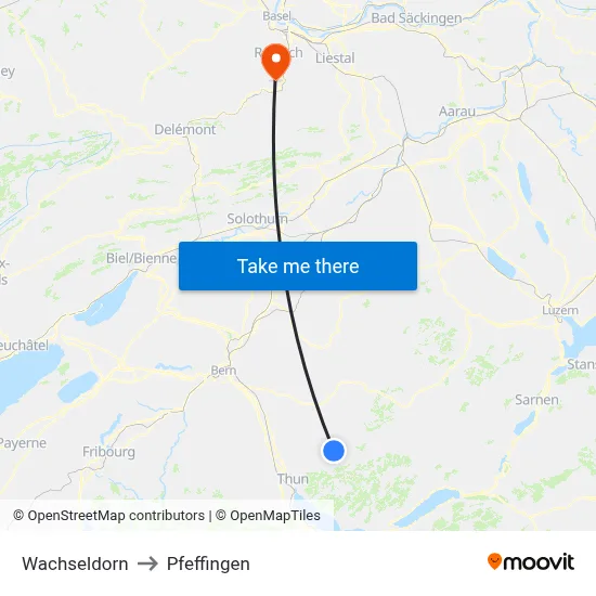 Wachseldorn to Pfeffingen map