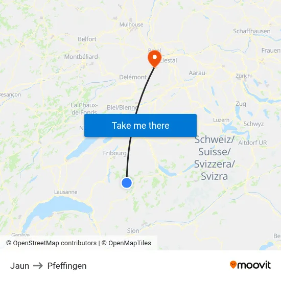 Jaun to Pfeffingen map
