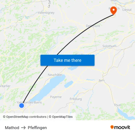 Mathod to Pfeffingen map