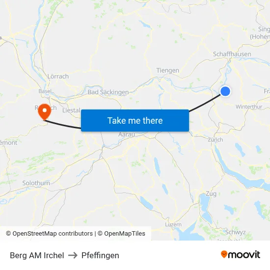 Berg AM Irchel to Pfeffingen map