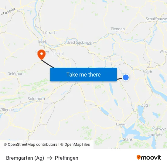 Bremgarten (Ag) to Pfeffingen map