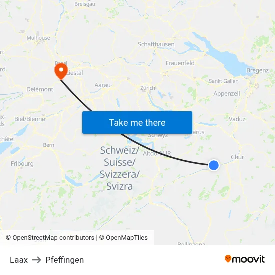 Laax to Pfeffingen map