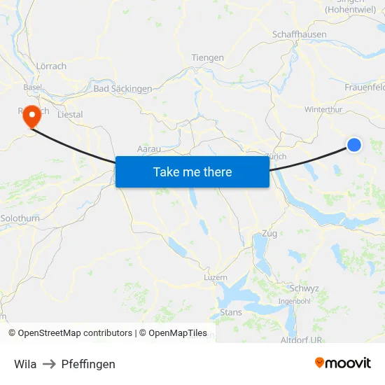 Wila to Pfeffingen map
