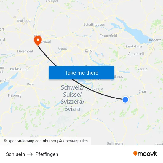 Schluein to Pfeffingen map