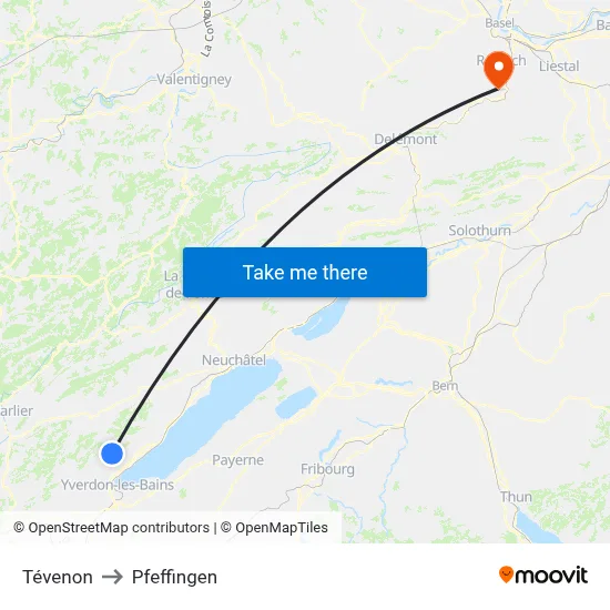 Tévenon to Pfeffingen map