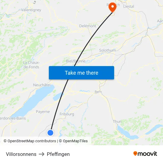 Villorsonnens to Pfeffingen map
