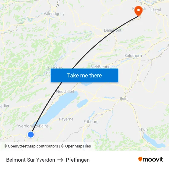 Belmont-Sur-Yverdon to Pfeffingen map