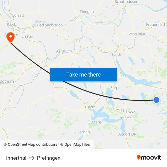 Innerthal to Pfeffingen map