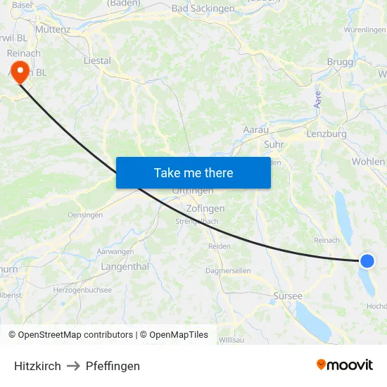 Hitzkirch to Pfeffingen map