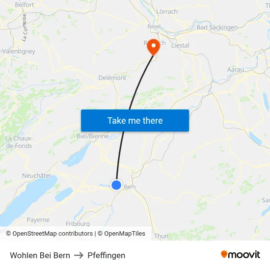 Wohlen Bei Bern to Pfeffingen map