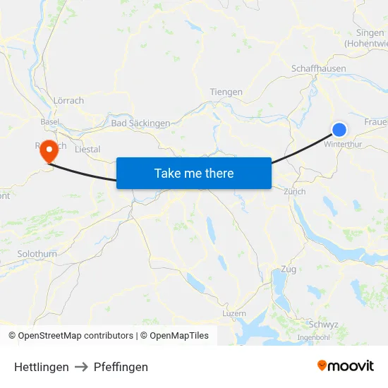 Hettlingen to Pfeffingen map