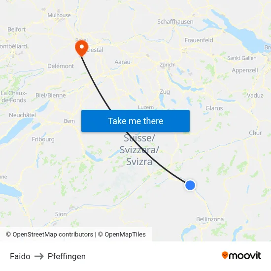 Faido to Pfeffingen map