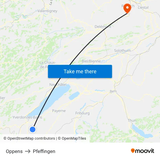 Oppens to Pfeffingen map