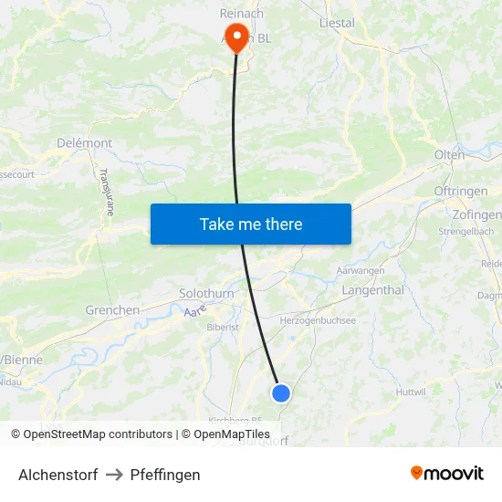 Alchenstorf to Pfeffingen map