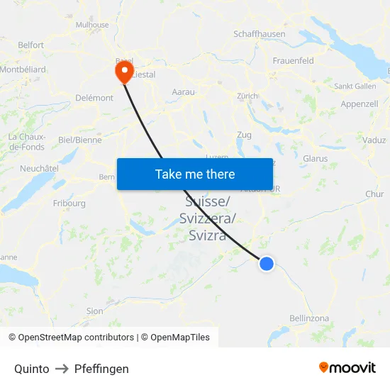 Quinto to Pfeffingen map